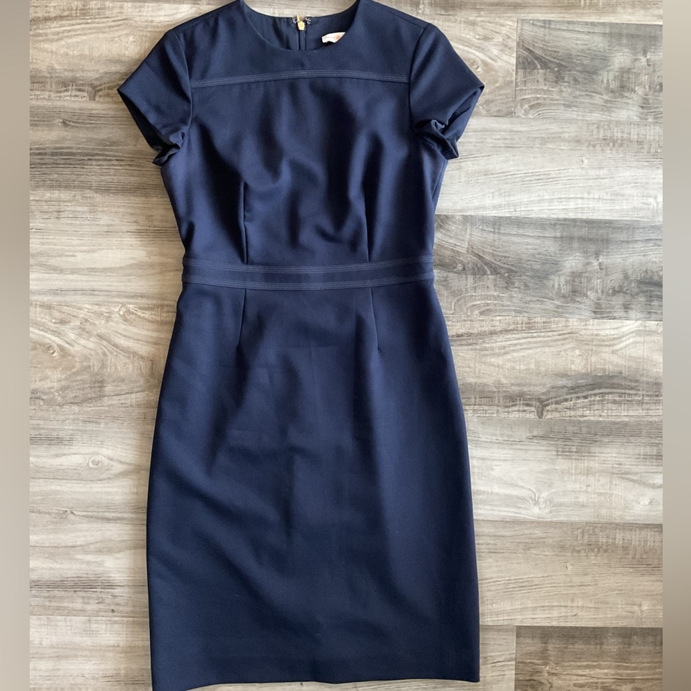 Tory Burch Womens Wool Navy Blue Cap Sleeve Dress  Size 4